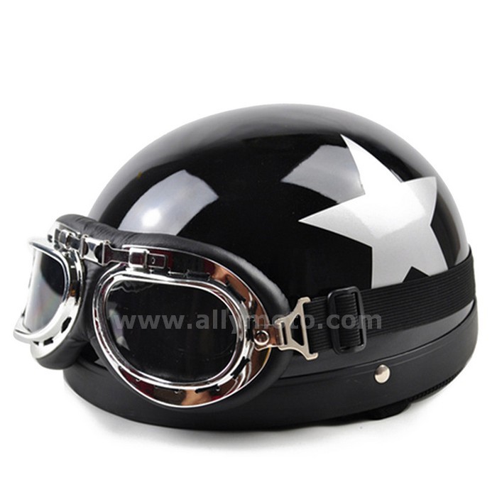 129 Vintage Style Scooter Helmet Open Half Face Capacete Visor Goggles@2
